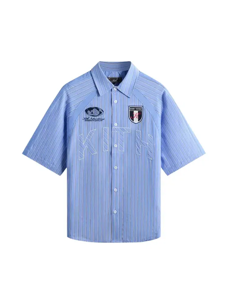 Полосатая рубашка Kith Striped Poplin Shelton Shirt — изображение 1 из 2, синий