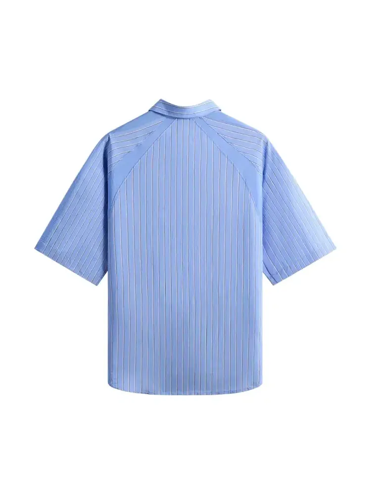 Полосатая рубашка Kith Striped Poplin Shelton Shirt — изображение 2 из 2, синий