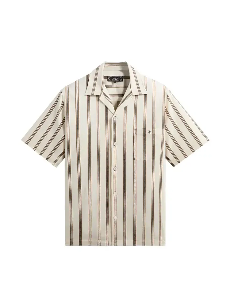 Рубашка Kith Textured Stripe Thompson Camp Collar Shirt — изображение 1 из 2, бежевый