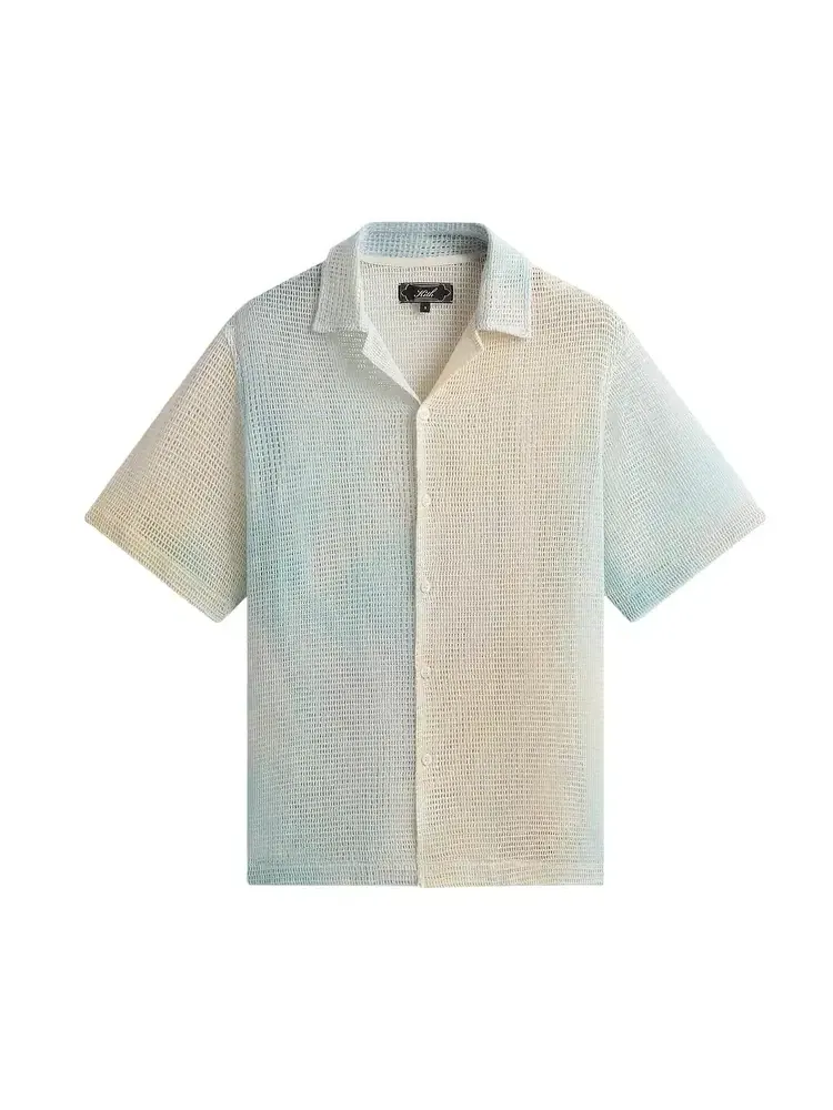 Рубашка Kith Cloud Dye Cotton Mesh Thompson Camp Collar Shirt — изображение 1 из 2, синий