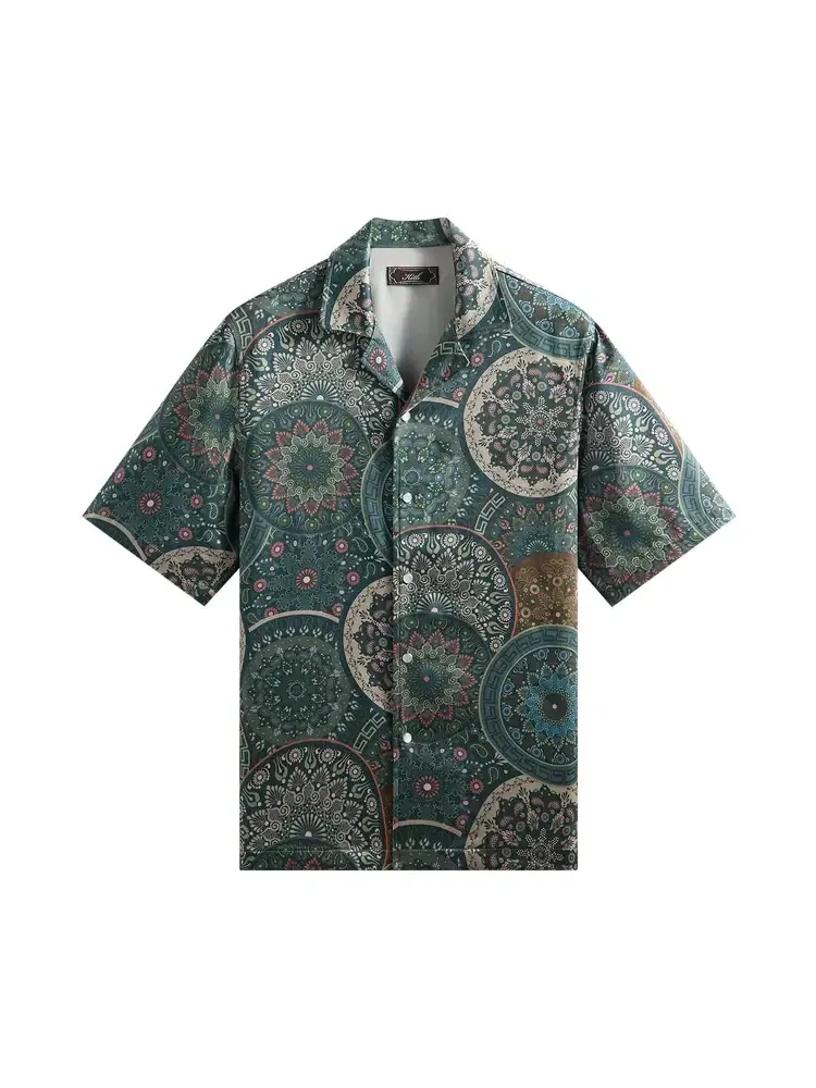 Рубашка с воротником-стойкой Kith Mosaic Mandala Thompson — изображение 1 из 2, зеленый