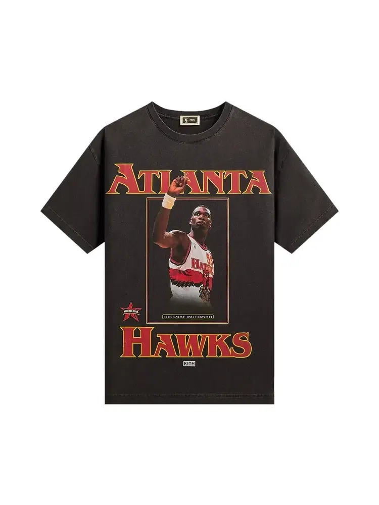 Винтажная черная футболка Kith For NBA Atlanta Hawks Dikembe Mutombo — изображение 1 из 2, черный