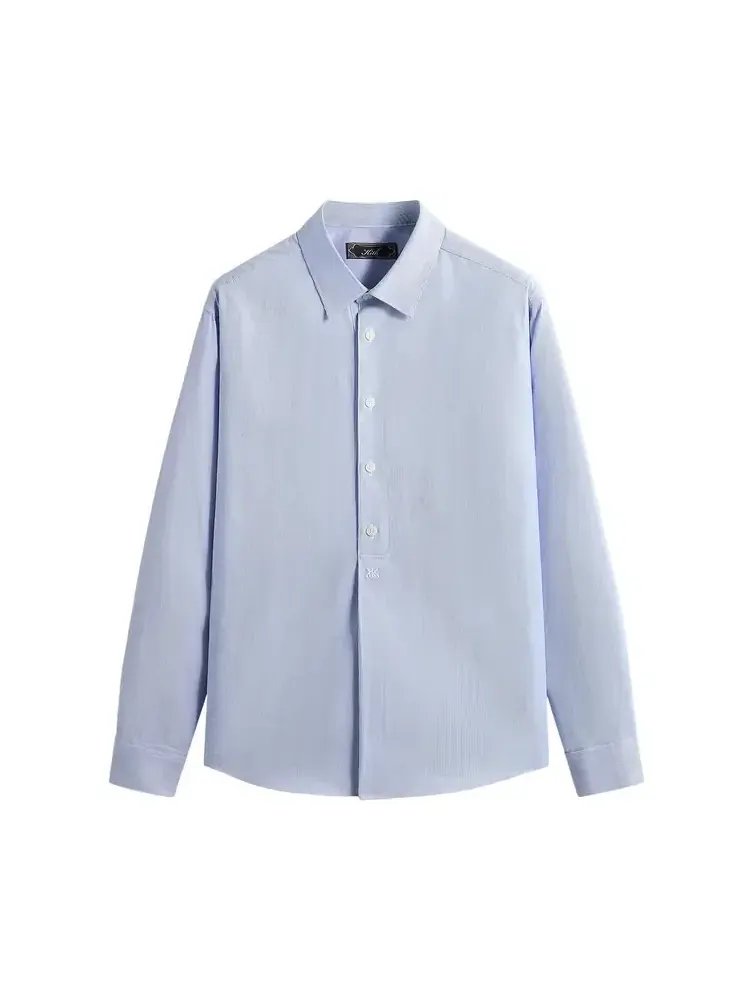 Рубашка Kith Textured Microstripe Ian Popover Shirt — изображение 1 из 2, синий