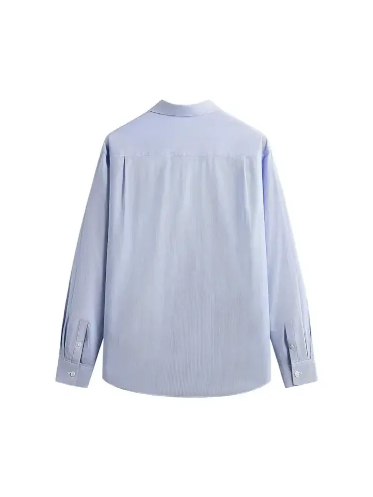 Рубашка Kith Textured Microstripe Ian Popover Shirt — изображение 2 из 2, синий