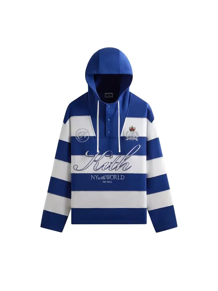 Худи-анорак Kith Compact Fleece Striped Caleb Anorak Hoodie — изображение 1 из 2, синий