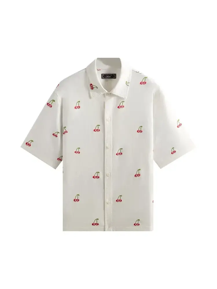 Рубашка Kith Embroidered Cherry Oxford Cotton Harvey Shirt — изображение 1 из 2, бежевый