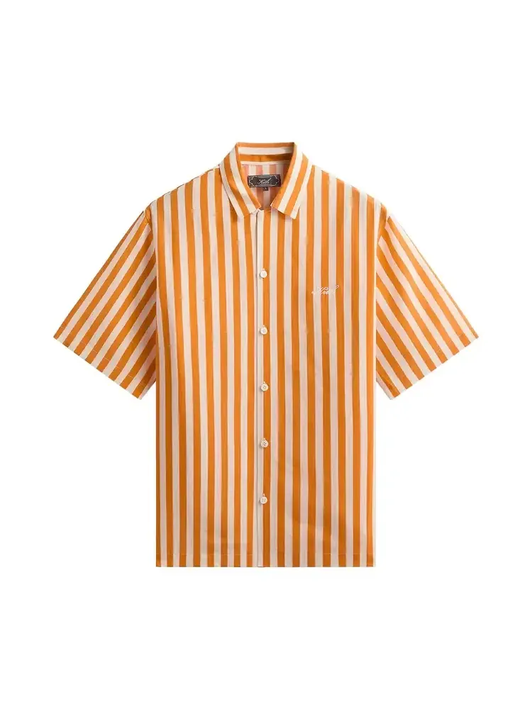 Полосатая рубашка Kith Striped Thompson Camp Collar Shirt — изображение 1 из 2, оранжевый