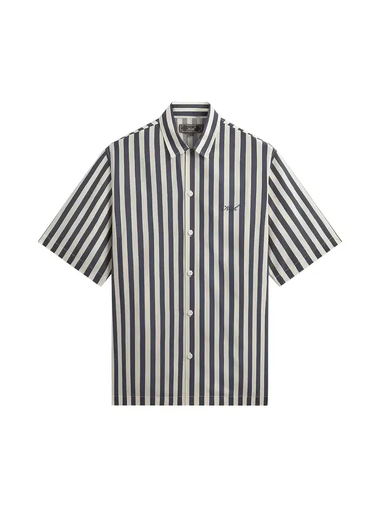 Полосатая рубашка Kith Striped Thompson Camp Collar Shirt — изображение 1 из 2, черный