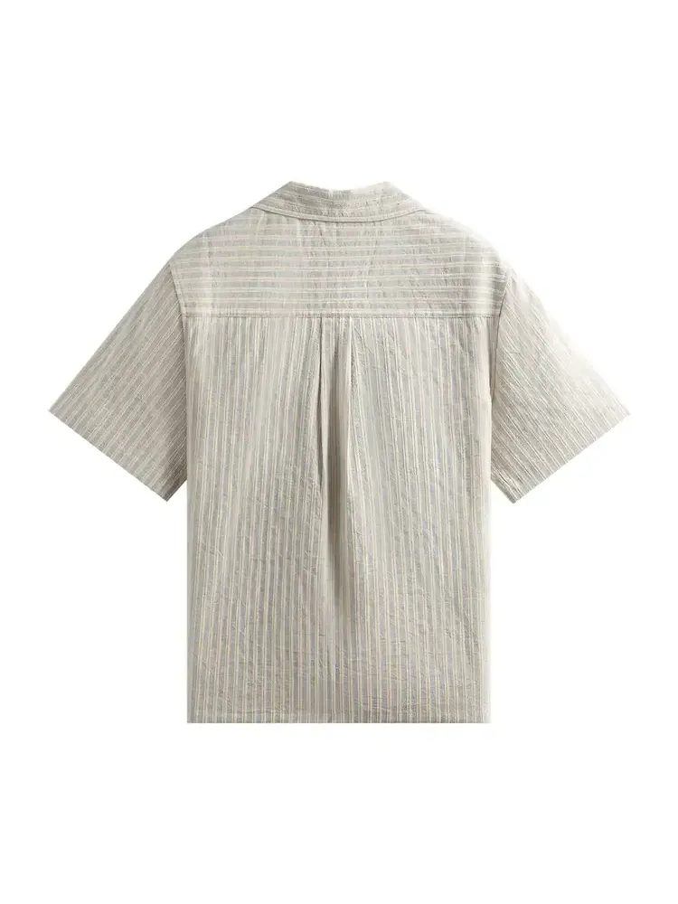 Укороченная рубашка Kith Neon Slub Stripe Cropped Beckham Camp Collar Shirt — изображение 2 из 2, бежевый