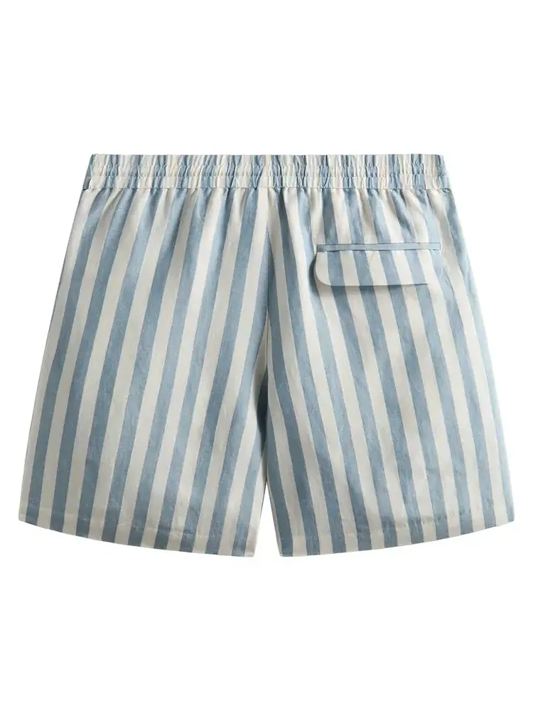 Шорты Kith Spun Silk Linen Stripe Kellen Short — изображение 2 из 2, синий