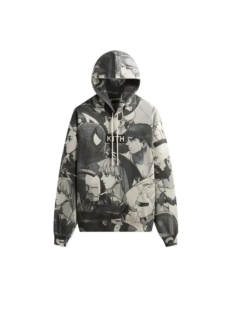 Худи Kith x Marvel vs. Capcom Fighter All-Over Printed Vintage Nelson — изображение 1 из 2, серый