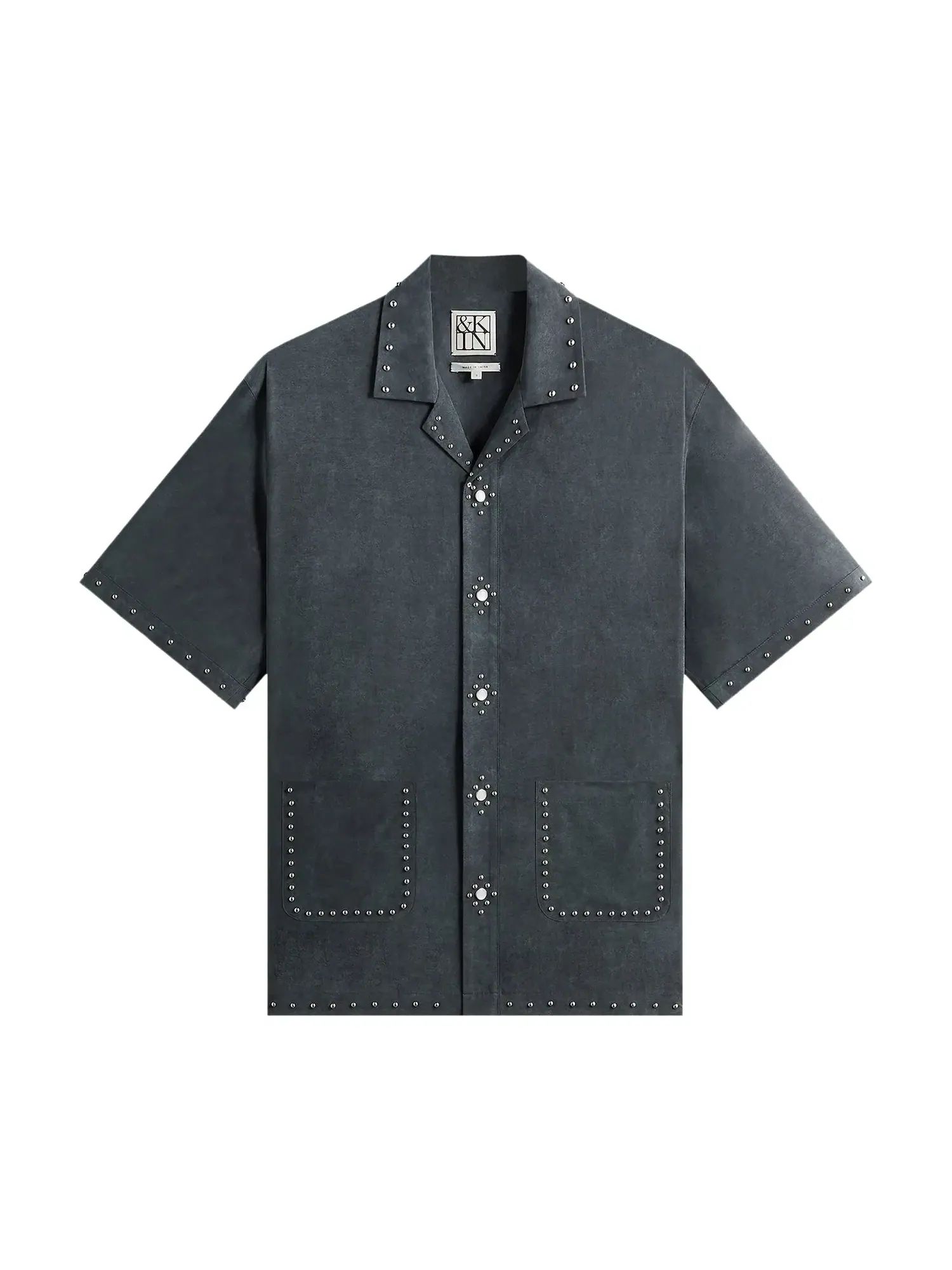 Рубашка Kith & Kin Studded Cupro Linen Sawyer — изображение 1 из 2, мрачный