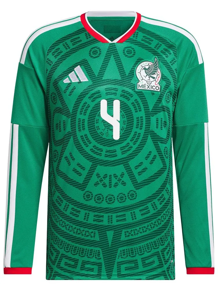 Домашняя футболка Adidas Mexico 26 Alvarez с длинными рукавами — изображение 1 из 2, зеленый