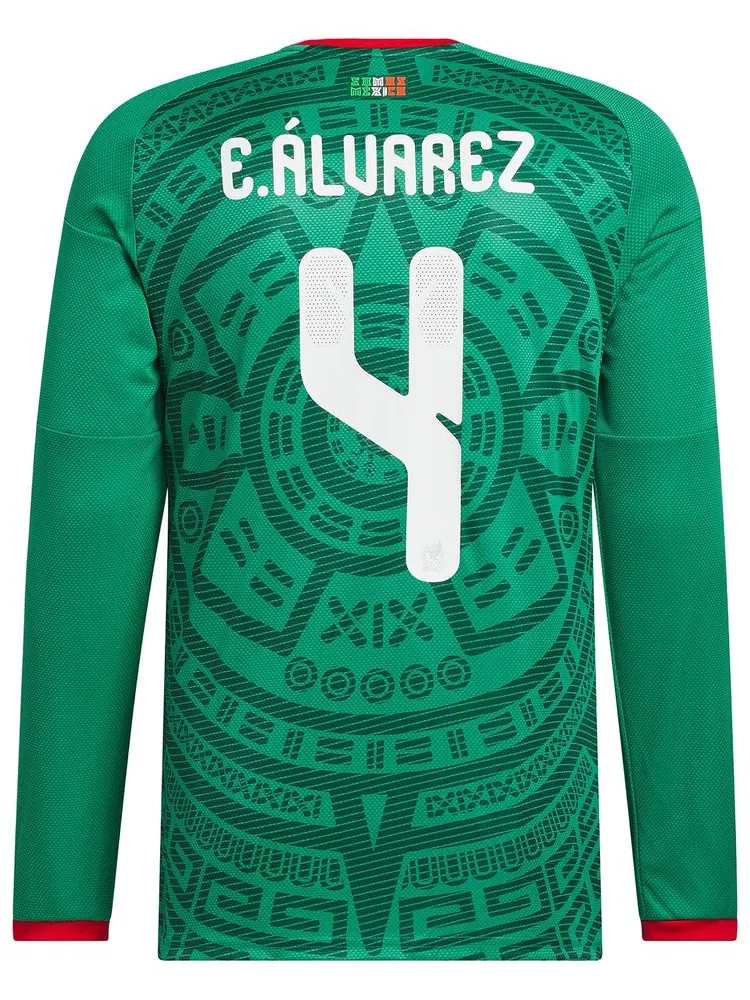 Домашняя футболка Adidas Mexico 26 Alvarez с длинными рукавами — изображение 2 из 2, зеленый