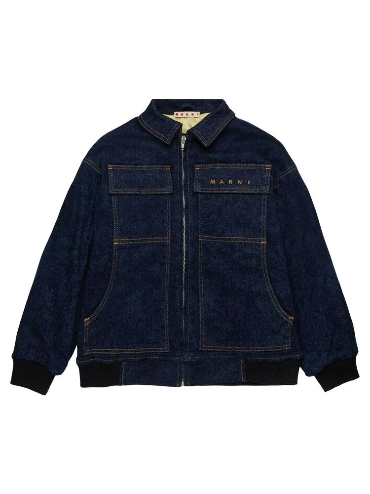 Куртка Marni Kids Marble Wash Overdyed Jacket — изображение 1 из 2, джинсовый синий