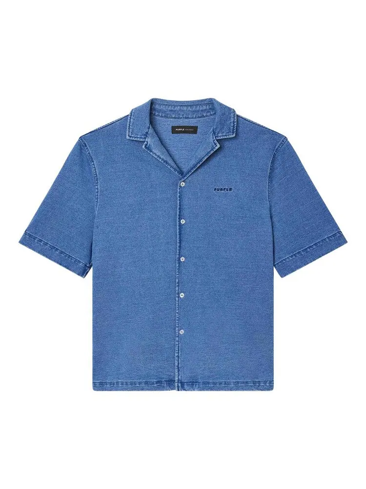 Рубашка PURPLE BRAND Knit Camp Shirt — синий
