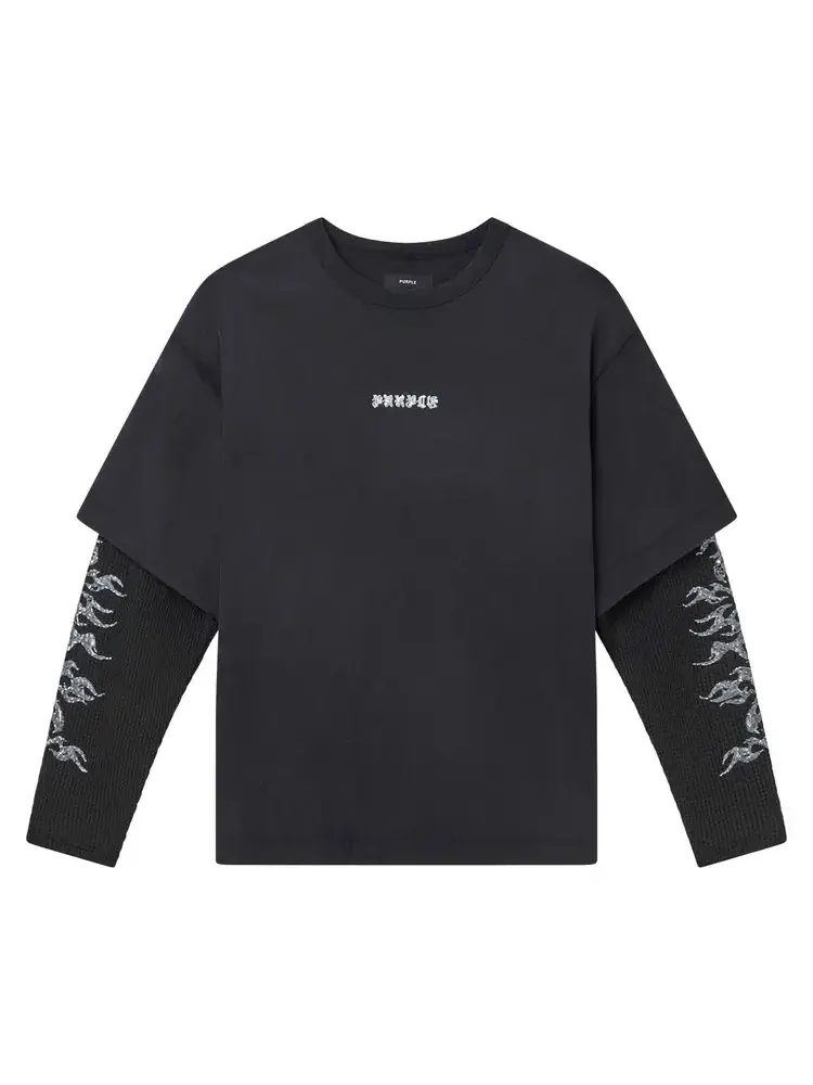 Футболка с утеплителем из фактурного трикотажа марки PURPLE BRAND — черный