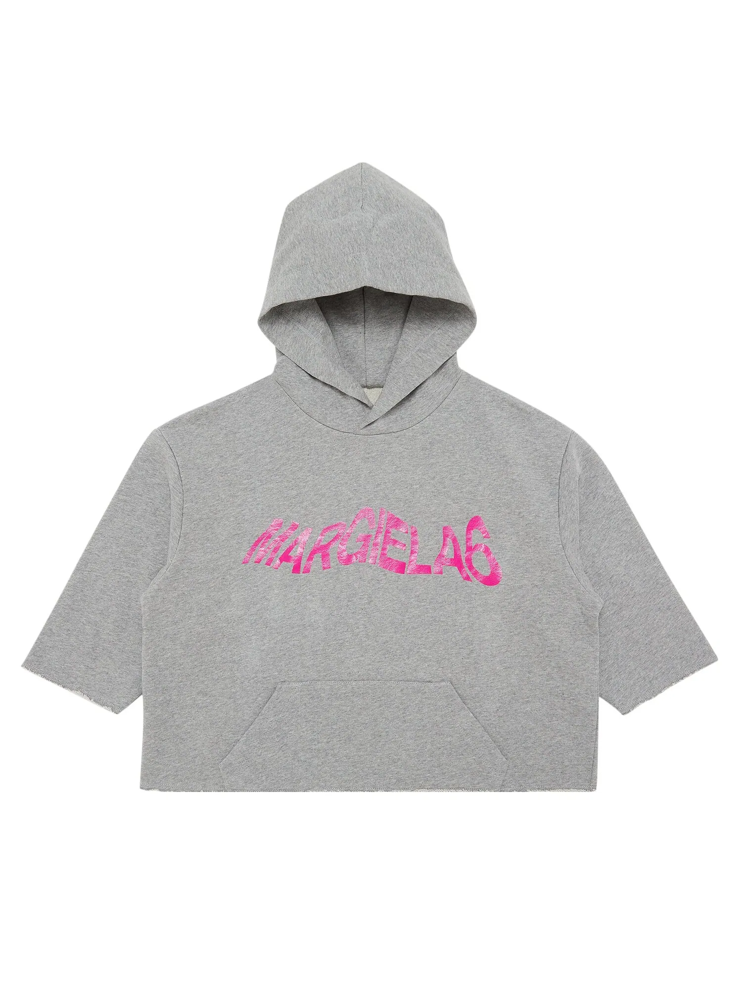 Детское худи MM6 Maison Margiela Серый меланж/Супер розовый — розовый