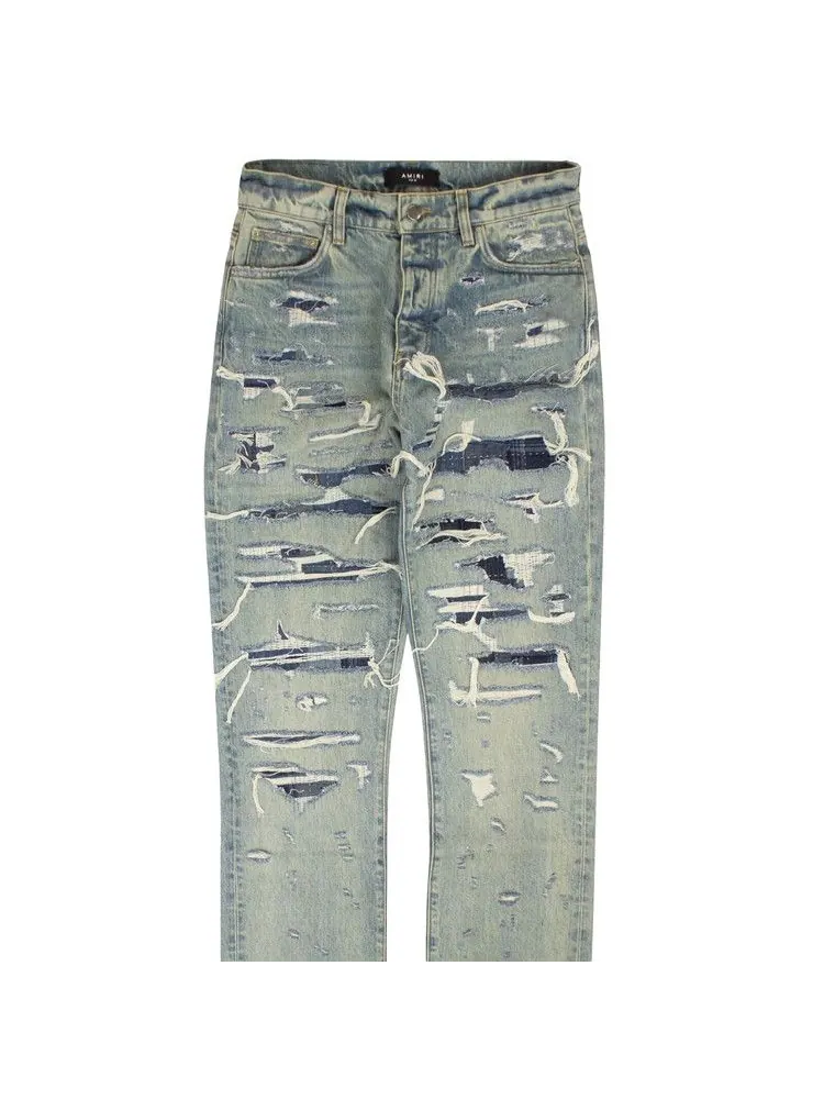 Джинсы Amiri Relaxed Boro Repair Jeans — изображение 2 из 2, синий