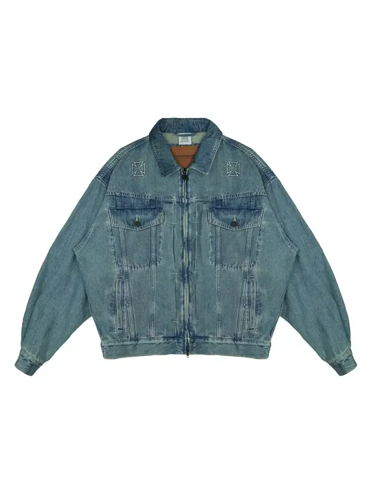 Джинсовая куртка Vetements Biker Cross Zip — синий