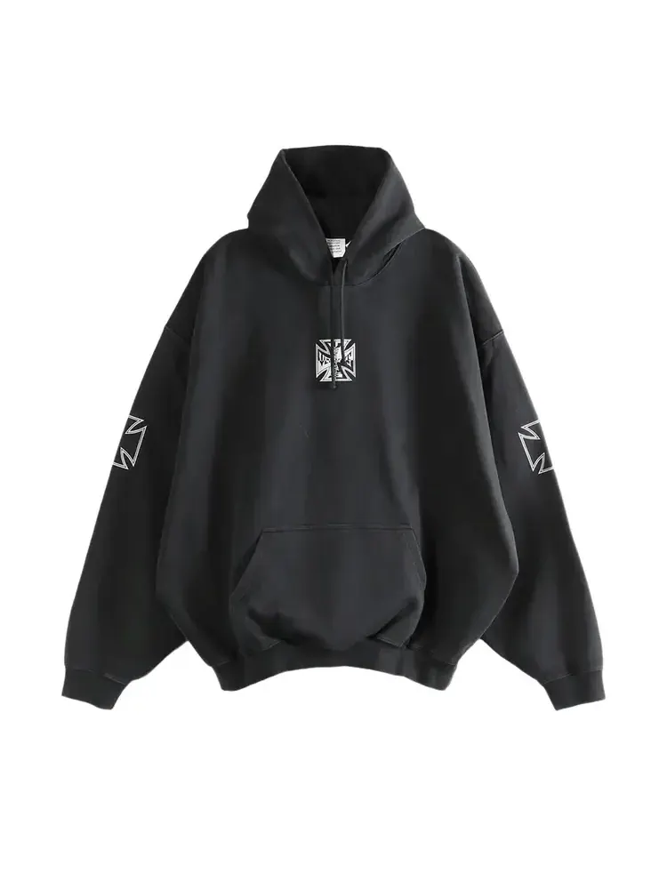 Худи Vetements Triple Biker Cross Logo — черный