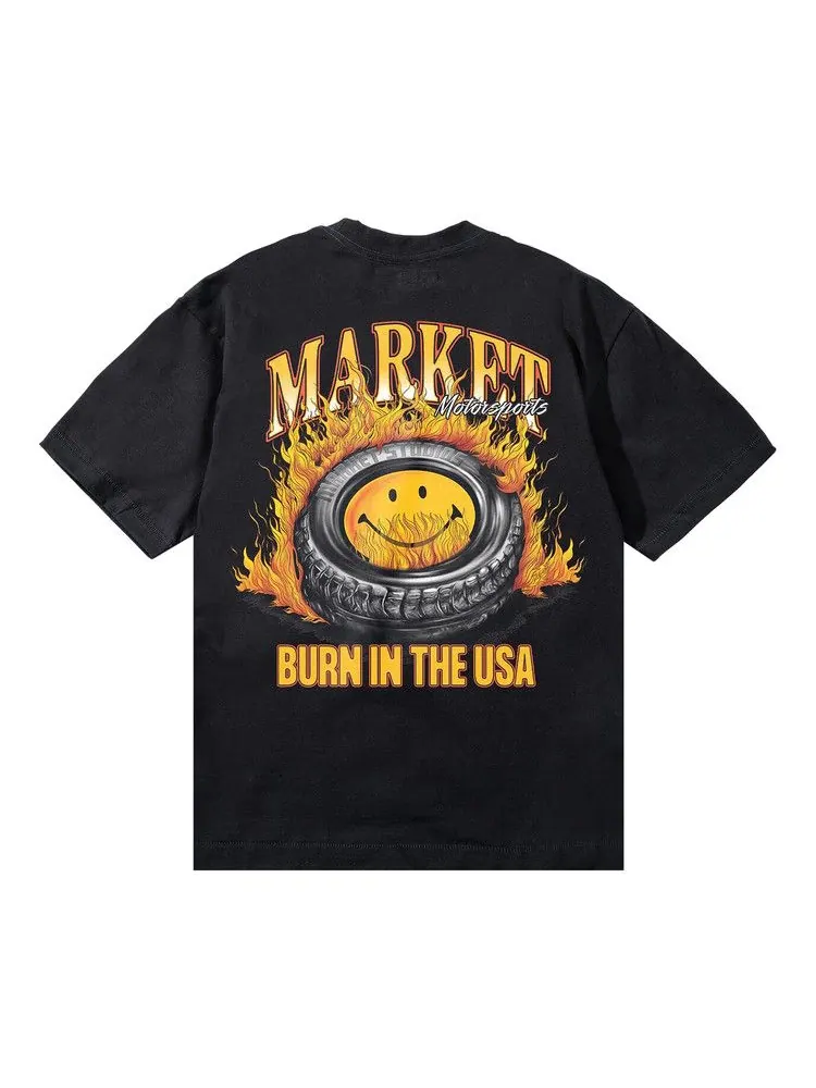 Футболка Market Smiley Burnt Rubber T-Shirt 'Pirate Black' — изображение 2 из 2, черный