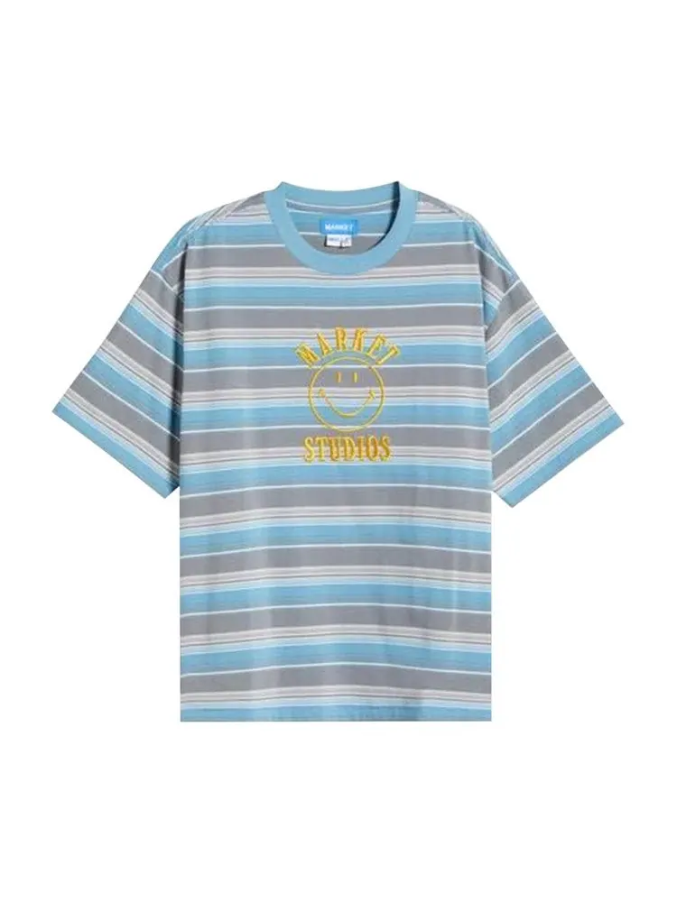 Футболка Market Smiley Lockup Striped T-Shirt — изображение 1 из 1, синий
