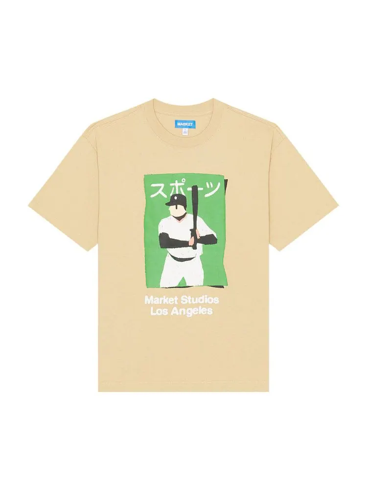 Футболка Market Illustrated Baseball T-Shirt — изображение 1 из 1, овсяное молоко