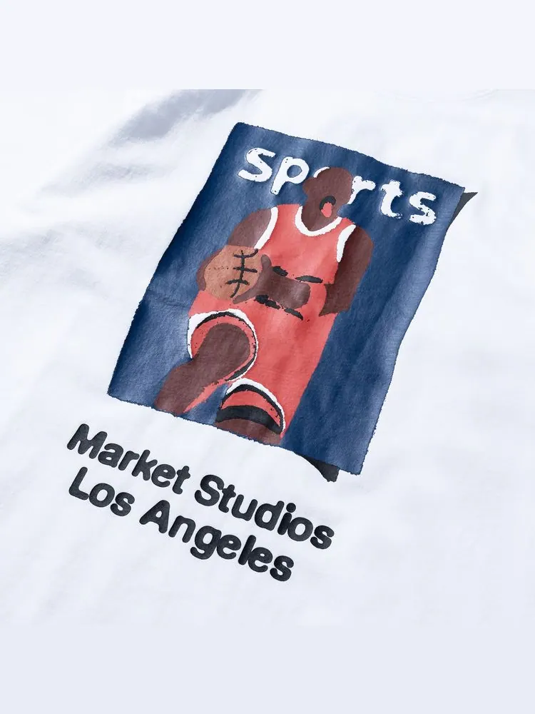 Футболка Market Illustrated Basketball T-Shirt 'White' — изображение 3 из 3, белый