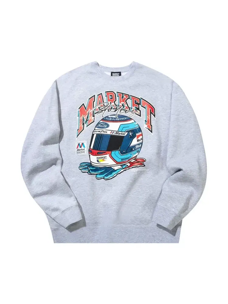 Свитшот Market Racing Helmet Crewneck 'Grey' — изображение 1 из 2, серый