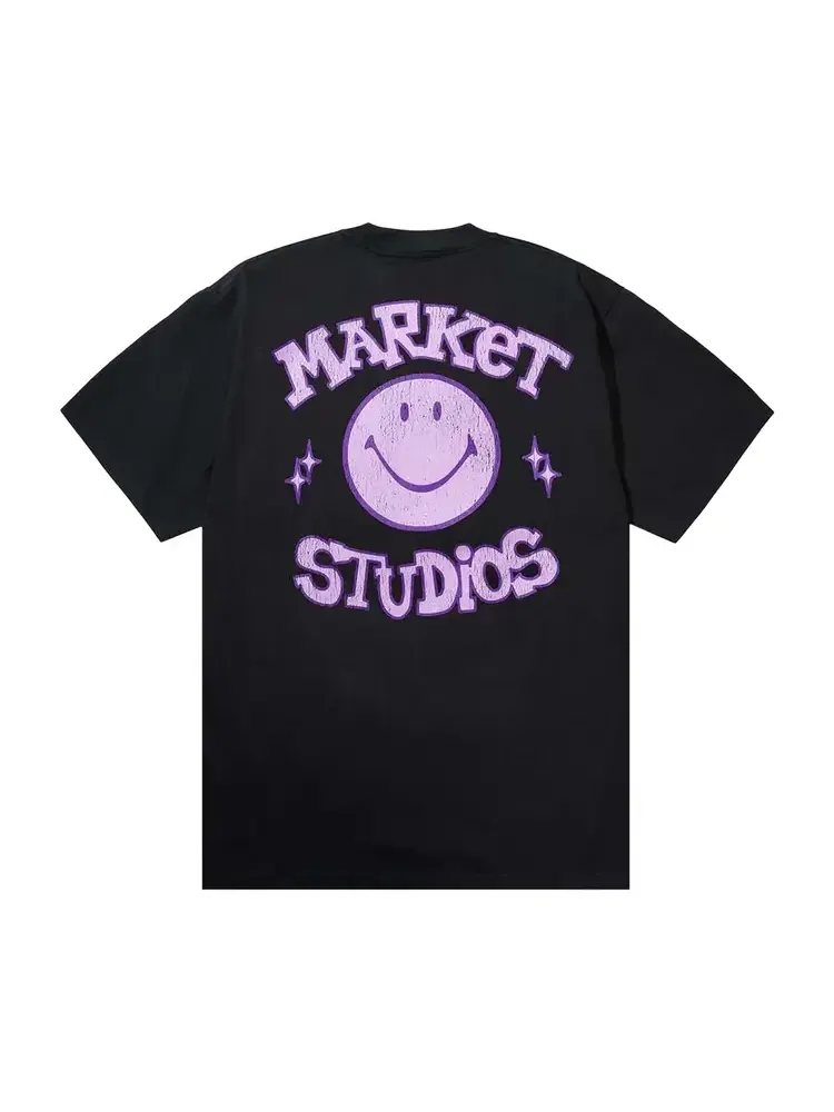 Футболка Market Smiley Old School 'Washed Black' — изображение 2 из 2, черный