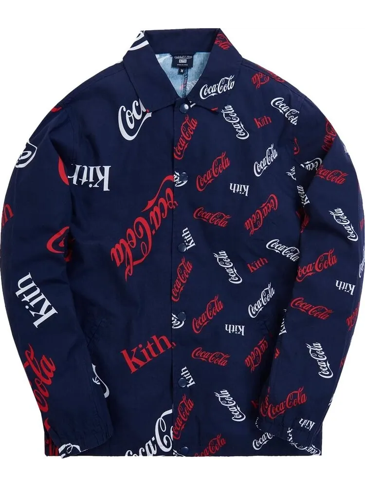 Куртка Kith x Coca-Cola x Mitchell & Ness Coke Coaches Jacket 'Navy' — изображение 1 из 1, синий