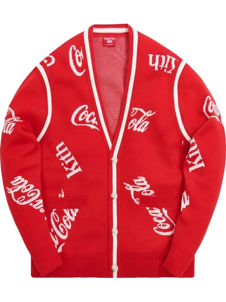Кардиган Kith x Coca-Cola x Mitchell & Ness Coke Logo Cardigan 'Red' — изображение 1 из 1, красный