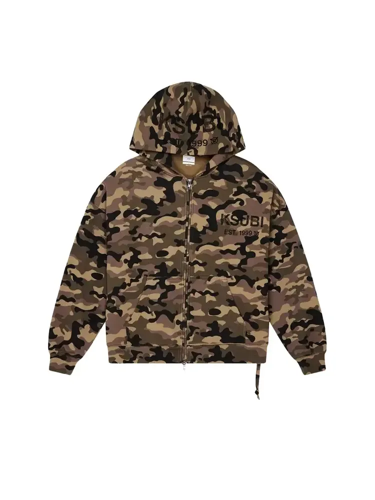 Толстовка Ksubi Zip Thru Halen Hoodie 'Camo' — изображение 1 из 1, зеленый