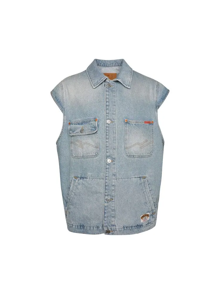 Куртка Martine Rose Denim Gilet, Bleached Wash — изображение 1 из 1, синий