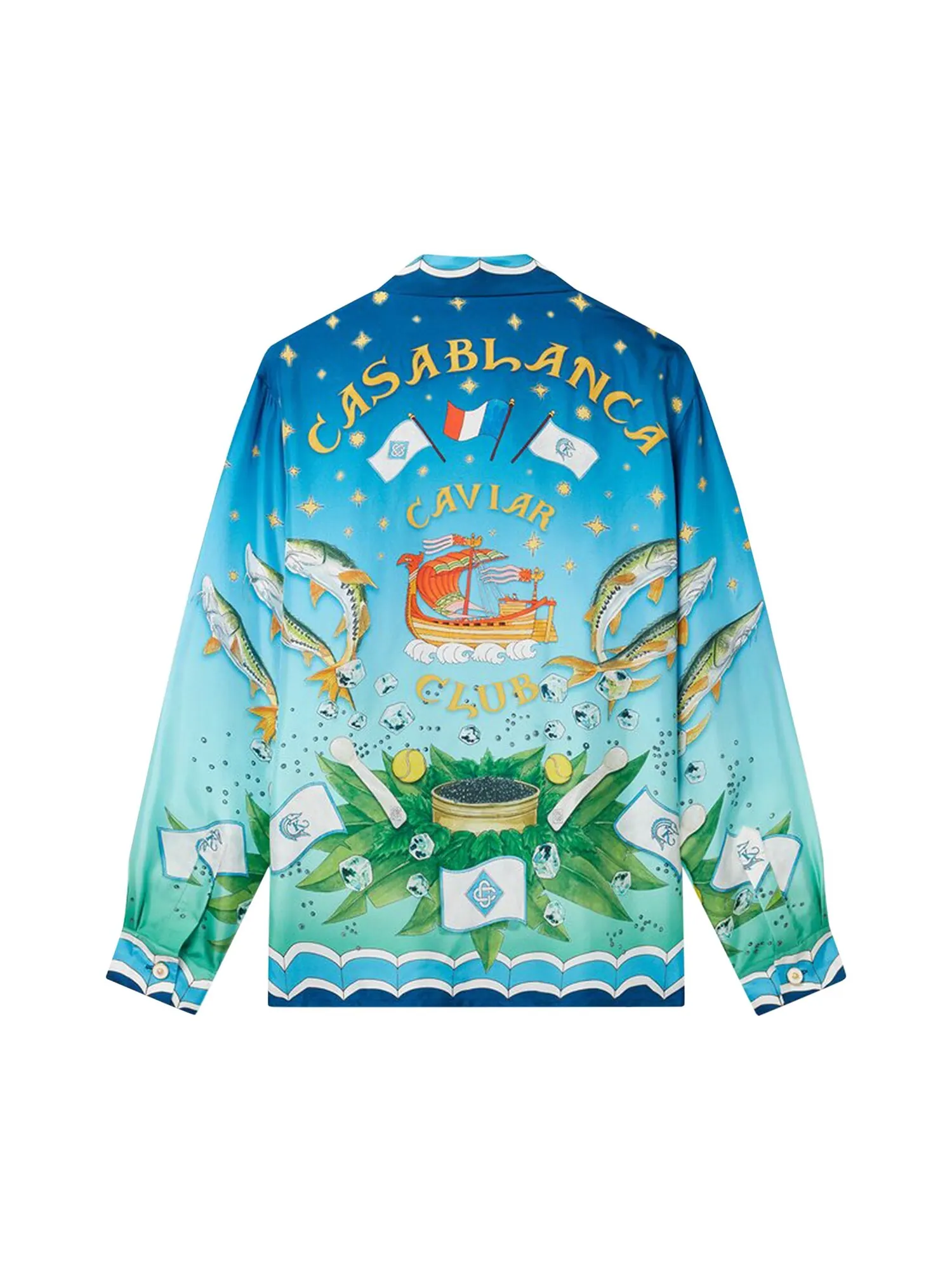 Casablanca x Caviar Kaspia Caviar Club Шелковая рубашка с кубинским воротником — изображение 2 из 2, мульти
