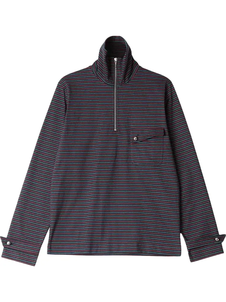 Топ Wales Bonner Stripe Jersey Franco Half Zip Top 'Navy Multicolor' — синий