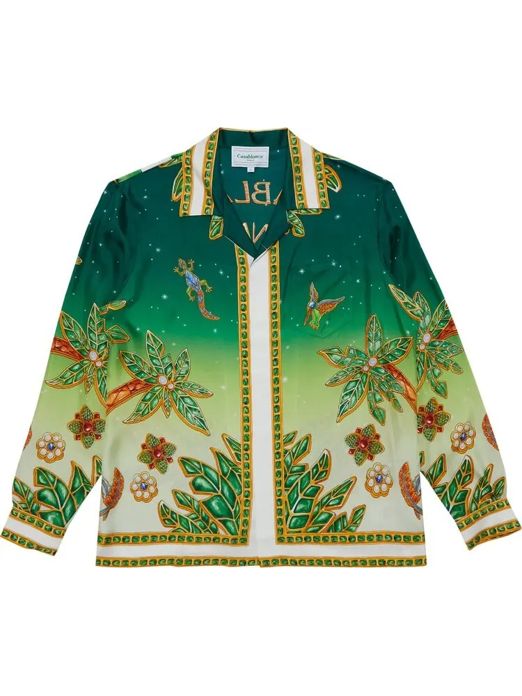 Рубашка Casablanca Cuban Collar Long-Sleeve 'Joyaux D'Afrique' — изображение 1 из 3, мульти