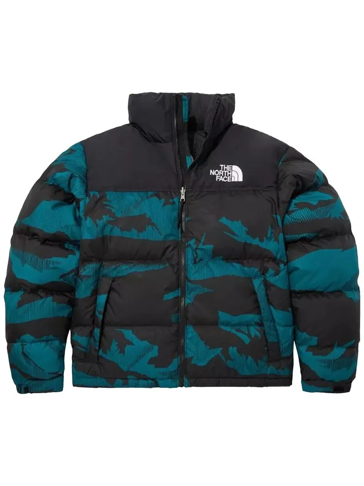 Куртка The North Face Printed 1996 Retro Nuptse Jacket 'Harbor Blue Linear Mountain Print' — изображение 1 из 1, синий