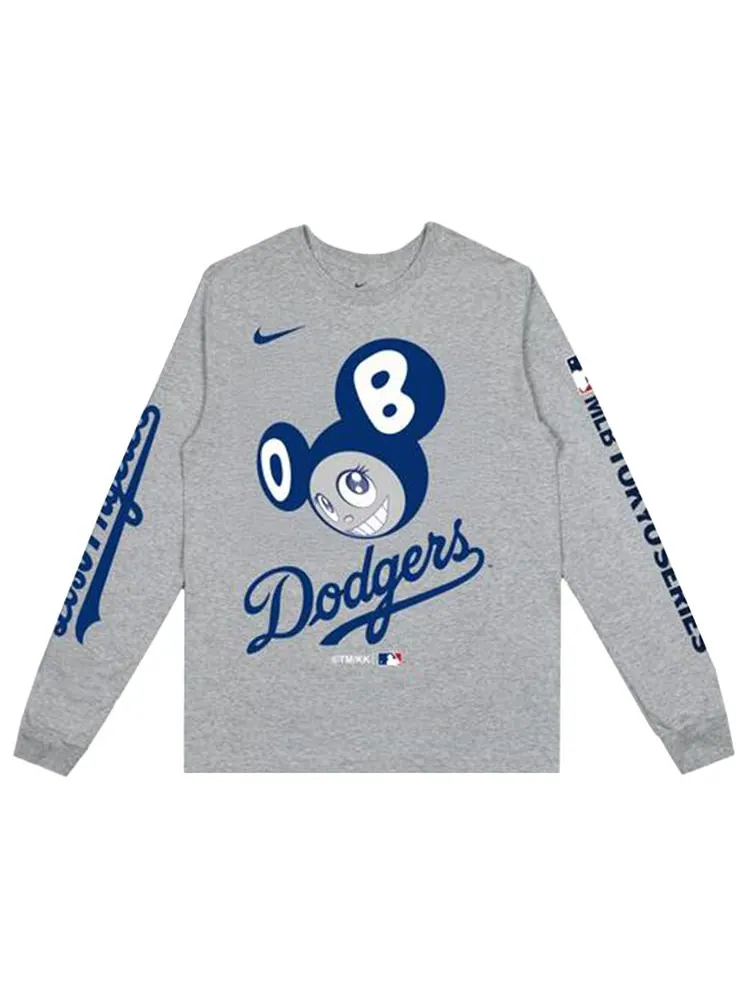 Футболка Nike x Takashi Murakami x MLB World Tour Tokyo Series 2025 Dodgers Long-Sleeve Tee 'Grey' — изображение 1 из 2