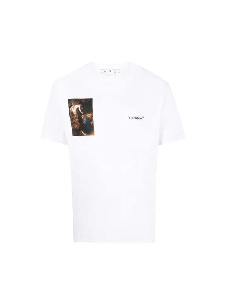 Футболка мужская Off-White Caravaggio Lute хлопковая с логотипом — изображение 1 из 1, белый