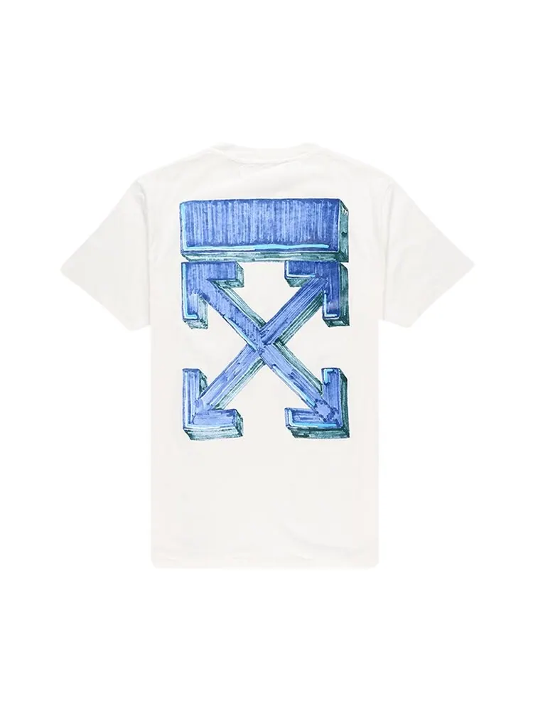 Футболка мужская Off-White Marker с индустриальным дизайном — изображение 2 из 2, белый/синий