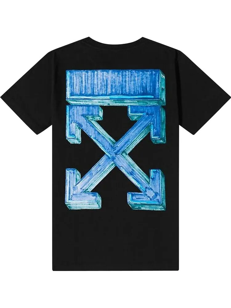 Футболка мужская Off-White Marker с индустриальным дизайном — изображение 2 из 2, черный/синий
