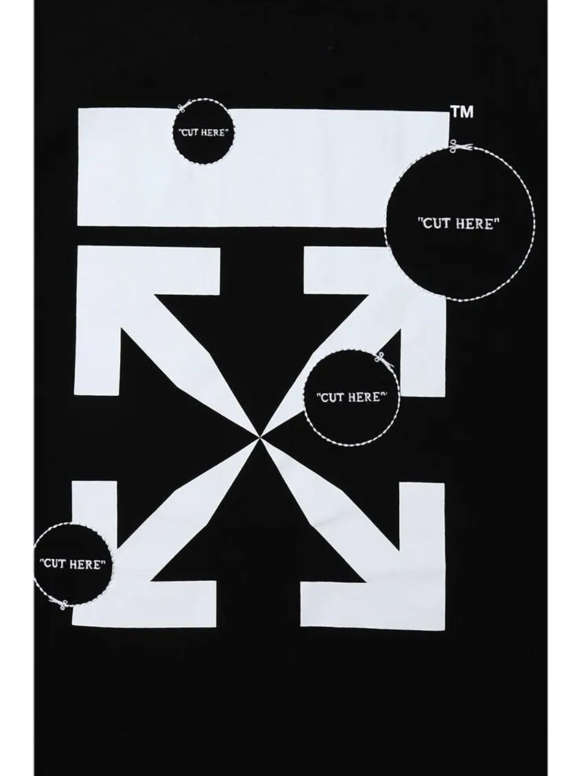 Футболка мужская Off-White Cut Here свободная с принтом — изображение 2 из 2, черный