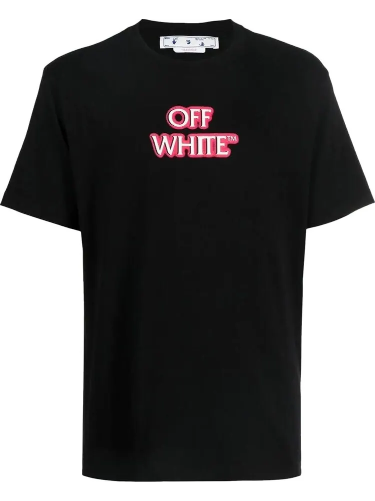 Футболка мужская Off-White Emotion Neon с контрастным логотипом — изображение 1 из 1, черный