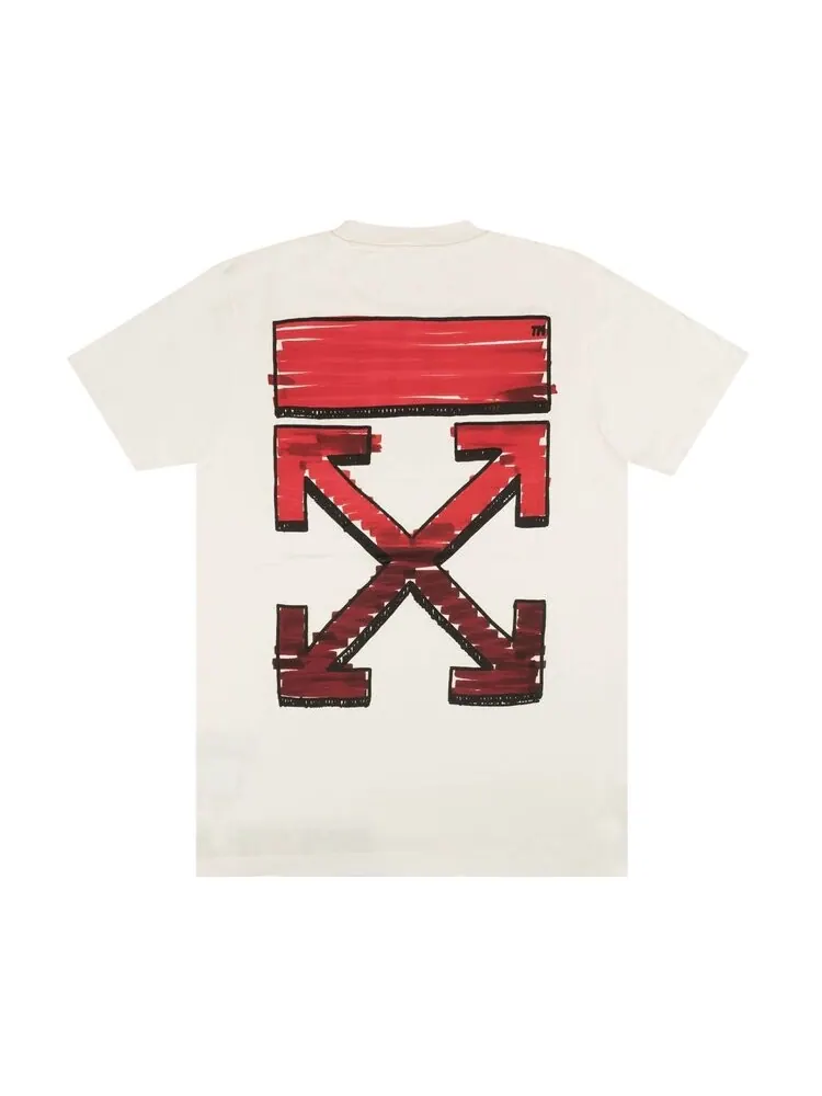 Футболка мужская Off-White с приталенным силуэтом — изображение 2 из 3, белый/красный