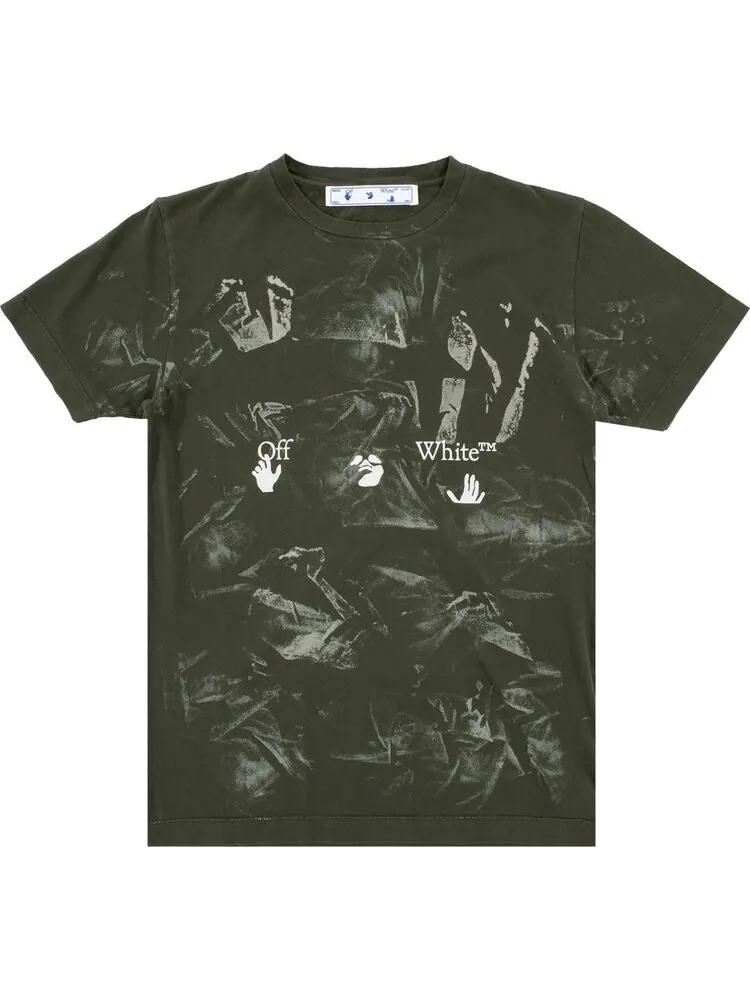 Футболка мужская Off-White Vintage Bleach с принтом и логотипом — изображение 1 из 1, зеленый