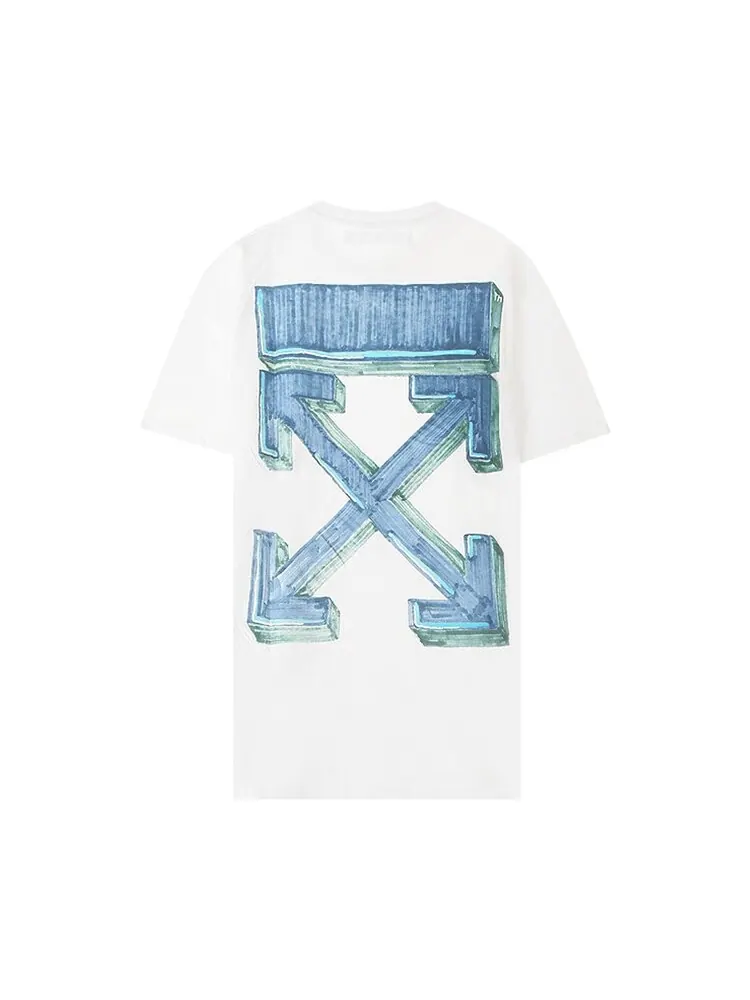 Футболка мужская Off-White Marker с индустриальным дизайном — изображение 2 из 2, белый/синий