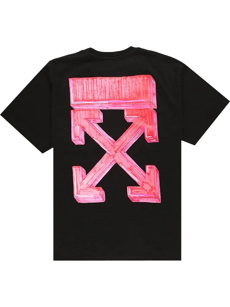Футболка мужская Off-White Marker с индустриальным дизайном — изображение 2 из 2, черный/красный
