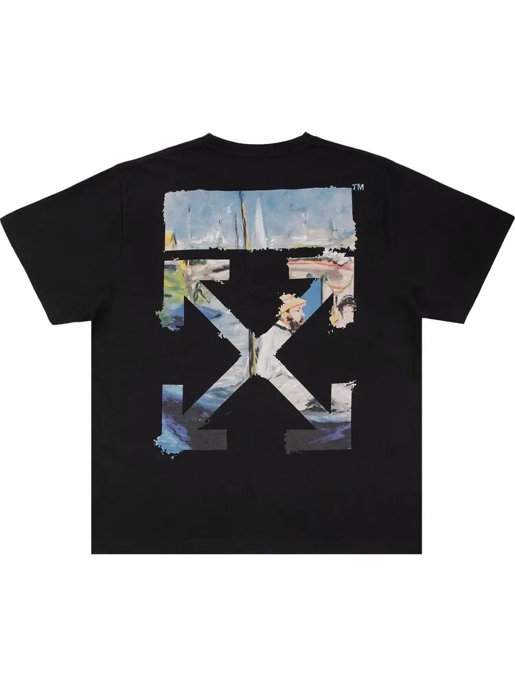 Футболка мужская Off-White Colour Painting Diagonals свободного кроя с принтом — изображение 2 из 2, черный